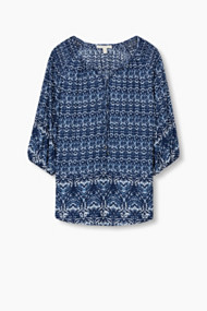 Esprit Soepele printed blouse met gesmokt detail Blue for Women