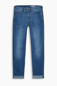 Esprit Cropped jeans met gerafelde zomen Blue Light Washed for Women