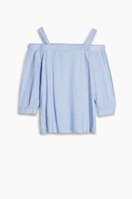 Esprit Schouderloze blouse met linnen Blue for Women