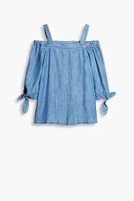 Esprit Schouderloze blouse met denim look Blue Medium Washed for Women