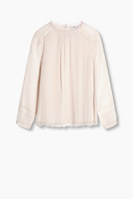 Esprit Elegante crinkle-blouse met kant Pastel Pink for Women