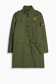 Esprit Parka met patches, 100% katoen Khaki Green for Women