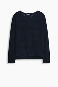 Esprit Trui met ajourpatroon, 100% katoen Navy for Women