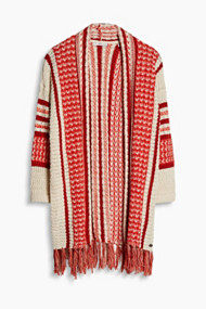 Esprit Jacquard vest met franjes Berry Red for Women