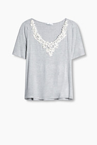 Esprit Gestreept shirt met gehaakt detail Medium Grey for Women