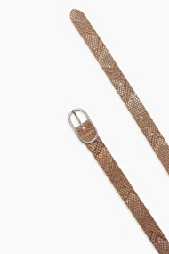 Esprit Leren riem met metallic reptielenprint Beige for Women