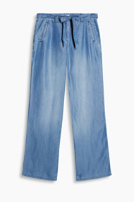 Esprit Soepele, wijde broek met denimlook Blue Medium Washed for Women
