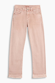 Esprit Cropped flared jeans met rafelige zoom Old Pink for Women