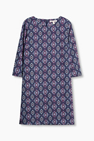 Esprit Soepele crêpe jurk met retroprint Navy for Women