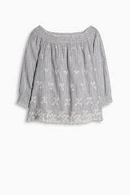Esprit Geborduurde, boxy blouse van katoenmix Navy for Women