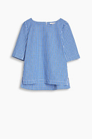 Esprit Blouse met vichyruitjes, 100% katoen Blue for Women
