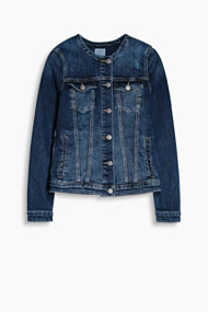 Esprit Denim jack met stretch en ronde hals Blue Dark Washed for Women