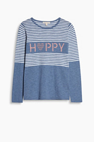 Esprit Gemêleerde trui met intarsia, katoenmix Grey Blue for Women