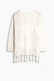 Esprit Losse ajour trui met kwastjes Off White for Women