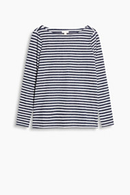 Esprit Longsleeve van een luchtige linnenmix Navy for Women