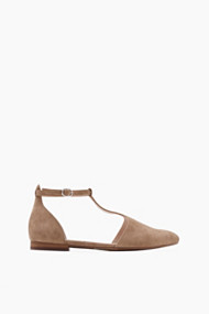 Esprit Imitatieleren sandalen met T-bandje Taupe for Women