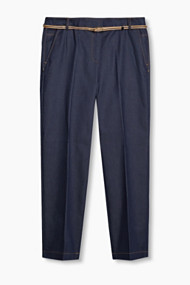 Esprit Zomerse stretchjeans met textielriem Navy for Women