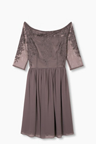 Esprit Schouderloze jurk van tule met borduursel Taupe for Women