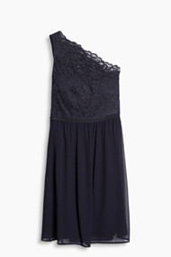 Esprit One-shoulder-jurk van kant en chiffon Navy for Women