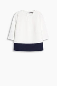 Esprit Colour blocking boxy blouse met plissés Off White for Women
