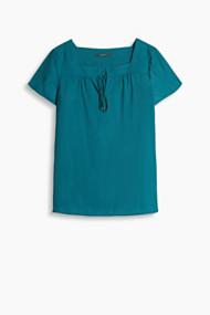 Esprit Soepele blouse met hoekige hals Teal Green for Women