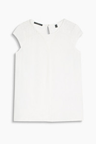 Esprit Soepele blouseachtige top met fijne kant Off White for Women