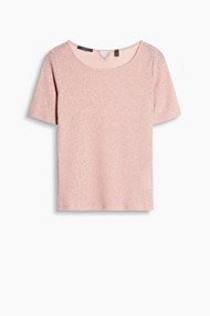 Esprit Zacht, geribd shirt met kleine cut-outs Nude for Women