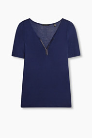 Esprit Soepel Henley-shirt met lurexdetail Navy for Women