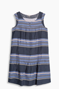 Esprit Gestreepte jurk van 100% linnen Navy for Women
