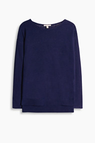 Esprit Trui van een linnen-katoenmix Navy for Women