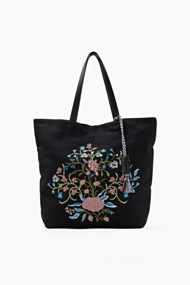 Esprit Canvas shopper met bloemen Black for Women