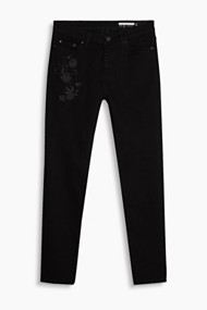 Esprit Stretchjeans met bloemenborduursel Black Rinse for Women