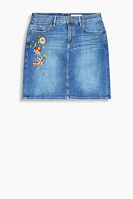 Esprit Denim rok met bloemenborduursel Blue Medium Washed for Women