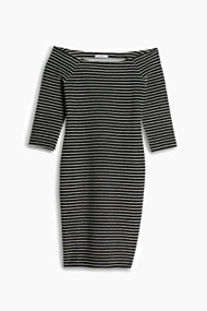 Esprit Jurk met carmenhals, dichte jersey Black for Women