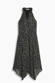 Esprit Midi-jurk van fijn crêpe-chiffon Black for Women