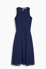 Esprit Fijne crinkled jurk met wijde rok Navy for Women
