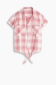 Esprit Blouse met knoop, 100% katoen Red for Women
