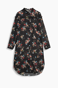 Esprit Gebloemde, lange chiffon blouse Black for Women