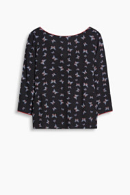 Esprit Fijne crêpe blouse met print Black for Women