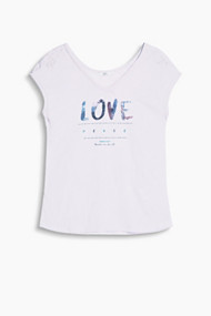Esprit T-shirt met print en burnt-out effect Lavender for Women