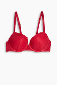 Esprit Push-up-bh van mesh en kant Cherry Red for Women