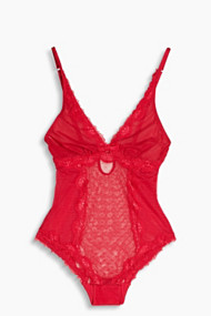 Esprit Body van mesh en kant Cherry Red for Women