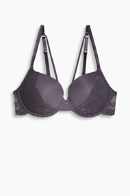 Esprit Gewatteerde beugel-bh, fijne kant Dark Grey for Women