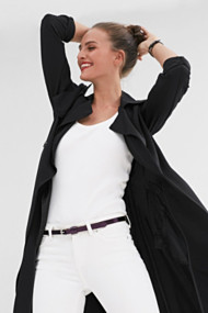Esprit Smalle leren riem met metallic look Aubergine for Women