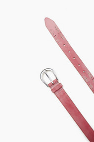 Esprit Leren riem met studs en vintage finish Pink for Women