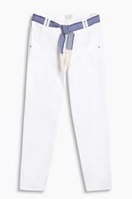 Esprit Chino met strikceintuur, katoen/stretch White for Women