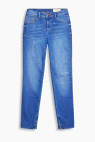 Esprit High-rise jeans met zoomritsen Blue Medium Washed for Women