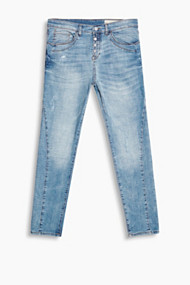 Esprit Zachte stretchjeans met knoopgulp Blue Light Washed for Women