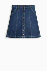 Esprit Denim stretchrok met franjes aan de zoom Blue Medium Washed for Women