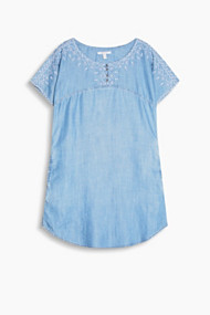 Esprit Soepele tuniekjurk met denim look Grey Blue for Women